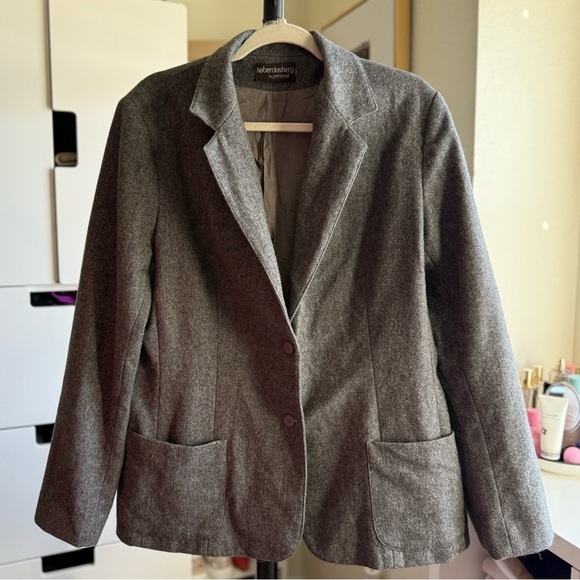 Vintage Haberdashery by Personal Gray Wool Women's Jacket Blazer Suit Size Large - Picture 2 of 3